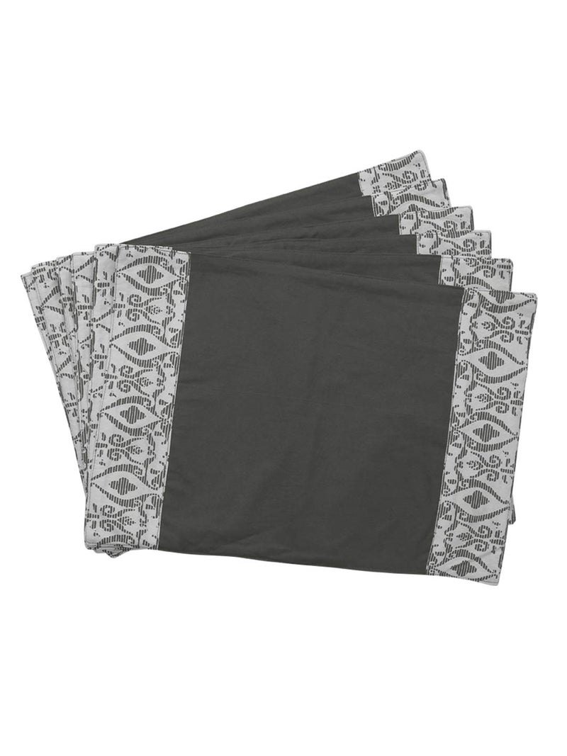 Dekor World Cotton Printed Grey Abstract Collection Rectangle Table Cover with 6 Place mat (Pack of 7) 150x225 cm / 60x90 inches for 6 Seater Dining Table - Image 3