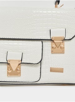 Styli Croc Textured Front Pocket Top Handle Bag  - Image 3