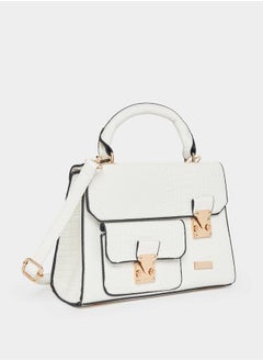 Styli Croc Textured Front Pocket Top Handle Bag  - Image 1