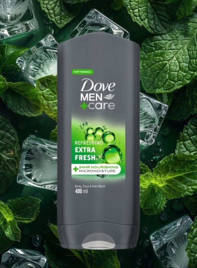 Dove 3 Pieces Dove Men Shower Gel Extra Fresh 400ML - Image 2