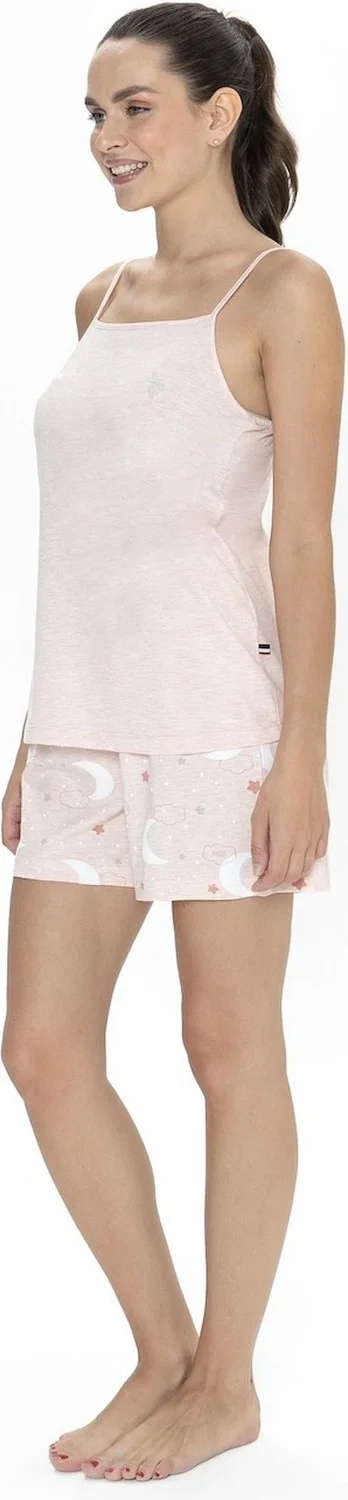 U.S. Polo Assn. 20076 Women's Rope Suspender Shorts Pajama Set-Pinkmelange