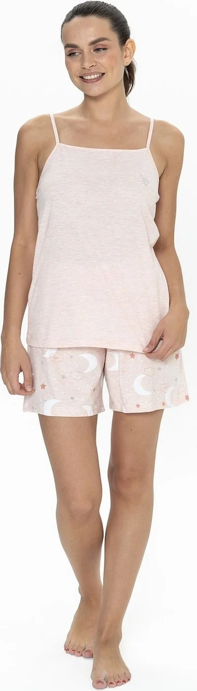 U.S. Polo Assn. 20076 Women's Rope Suspender Shorts Pajama Set-Pinkmelange