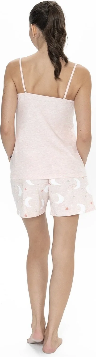 U.S. Polo Assn. 20076 Women's Rope Suspender Shorts Pajama Set-Pinkmelange