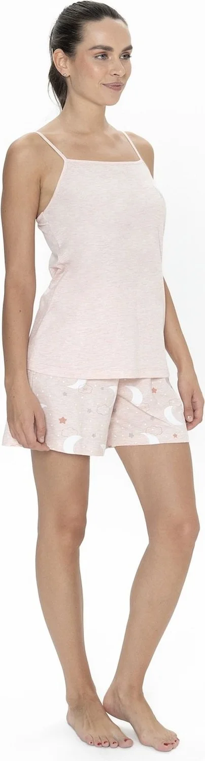U.S. Polo Assn. 20076 Women's Rope Suspender Shorts Pajama Set-Pinkmelange