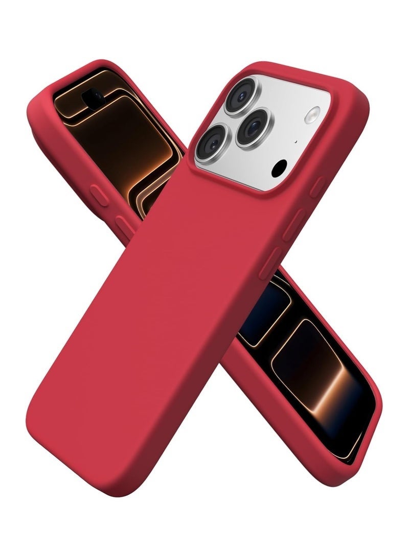 ELTRAZONE Silicone Case Compatible with iPhone 17 Pro | Slim Liquid Silicone Shockproof Phone Case with Layers of Soft Rubber Bumper & TPU Lining | Lightweight Protective Cover – Red - Image 1
