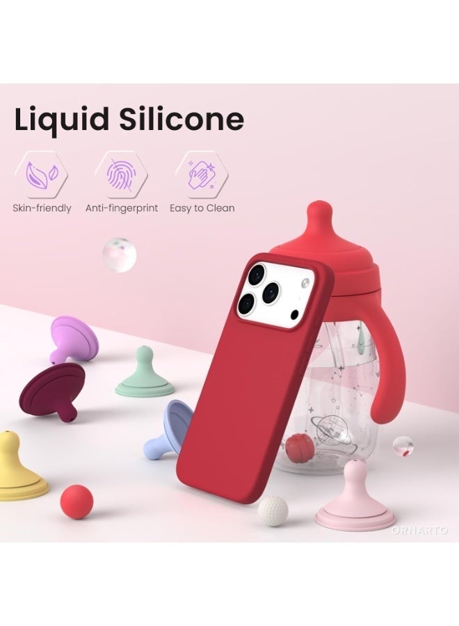 ELTRAZONE Silicone Case Compatible with iPhone 17 Pro | Slim Liquid Silicone Shockproof Phone Case with Layers of Soft Rubber Bumper & TPU Lining | Lightweight Protective Cover – Red - Image 2