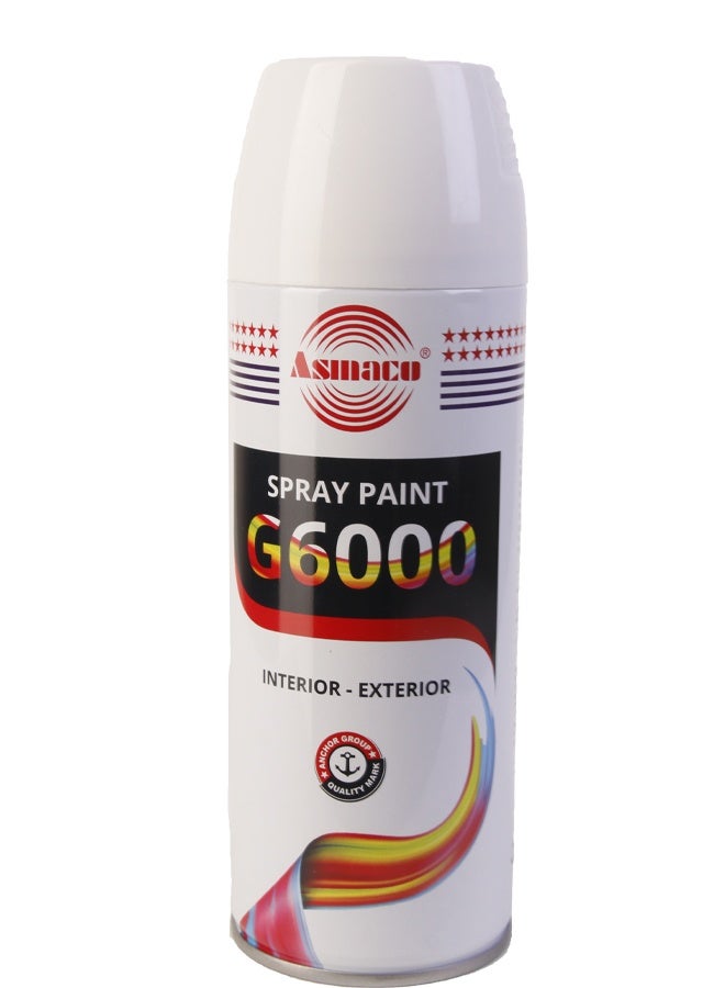 Asmaco G6000 Multi-Purpose Spray Paint 400ml – White Color with High-Quality Finish for Interior and Exterior Use - Image 1