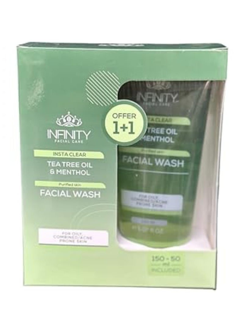 Infinity FACIAL WASH FOR OILY COMBINED SKIN - TEA TREE OIL& MENTHOL - 150 ML + 50 ML
