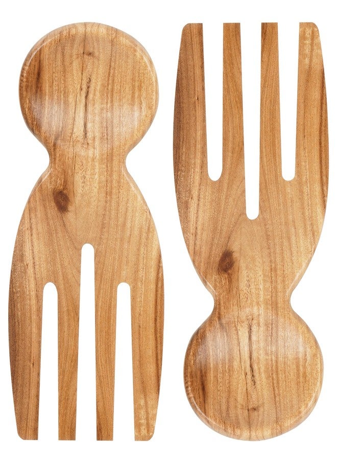 MYRAINBOW Salad Tongs, 2pcs Wood Salad Hands, Acacia Wooden Salad Tongs, Wooden Salad Serving Utensils for Tossing & Serving, 6.69" x 3", Kitchen Salad Servers Set, Ideal Gift for Home, Family,Friends - Image 1
