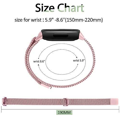 Meliya Metal Band for Fitbit Inspire 3 Bands Women Men, Stainless Steel Adjustable Straps Replacement Bands for Fitbit Inspire 3 Fitness Tracker (Rose Pink) - Image 4