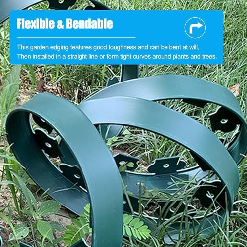 FOX & FERN Roll of Landsccape Edging/Fence/Border/Flower Bed Edge/Tree Surrounding | Anchoring Nails/Spikes (Ht. 5CM*10Mtr) (5 CM Green) GE5CMGN - Image 2