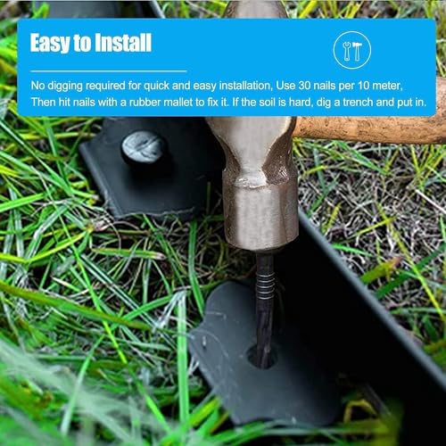 FOX & FERN Roll of Landsccape Edging/Fence/Border/Flower Bed Edge/Tree Surrounding | Anchoring Nails/Spikes (Ht. 5CM*10Mtr) (5 CM Green) GE5CMGN - Image 3