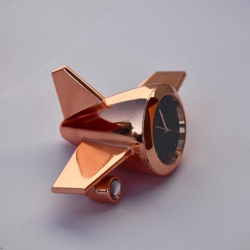 Saugat Traders Aeroplane Table Clock Showpiece - Metal Analog Airplane Clock for Office Desk, Study Table - Gift for Men, Women, Boys, Pilot, Air Hostess, Airforce Person (Copper), 10x5 Cm - Image 4