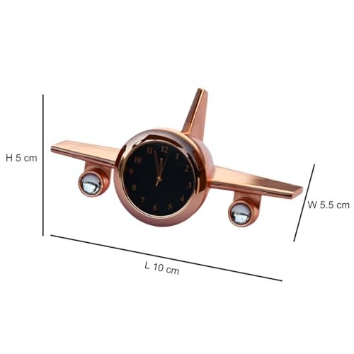 Saugat Traders Aeroplane Table Clock Showpiece - Metal Analog Airplane Clock for Office Desk, Study Table - Gift for Men, Women, Boys, Pilot, Air Hostess, Airforce Person (Copper), 10x5 Cm - Image 2