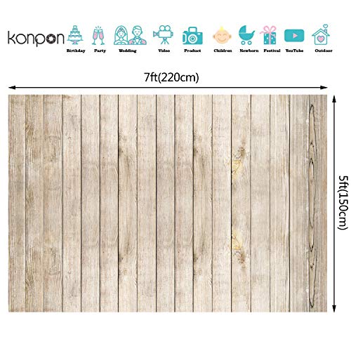 KonPon 7x5ft Rustic Wood Photography Backdrop Supplies for Newborn Kids Baby Shower Children Birthday Party Cake Smash Decors Wooden Background Studio Props KP-082 - Image 2