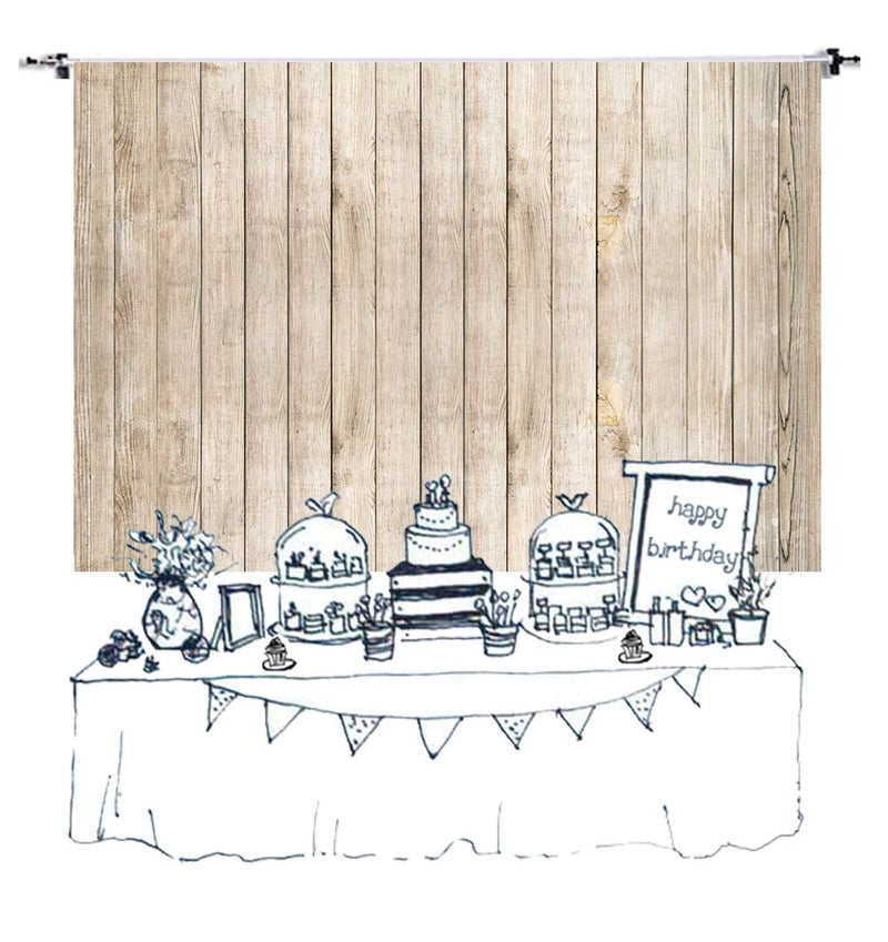 KonPon 7x5ft Rustic Wood Photography Backdrop Supplies for Newborn Kids Baby Shower Children Birthday Party Cake Smash Decors Wooden Background Studio Props KP-082 - Image 4