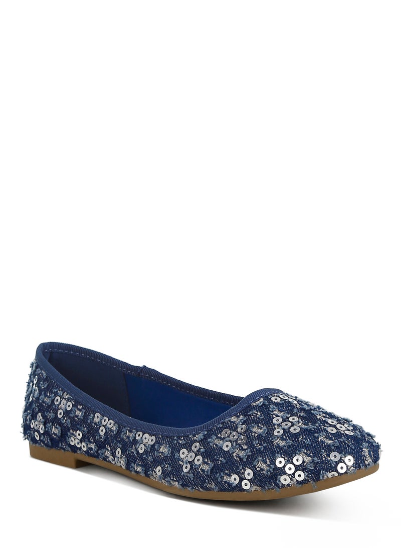 London Rag Sequin Ballet Flats in Blue - Image 3
