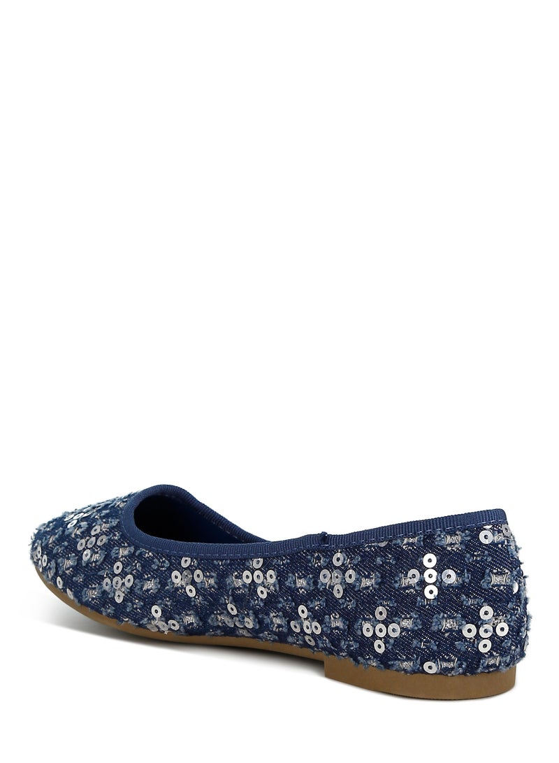 London Rag Sequin Ballet Flats in Blue - Image 4