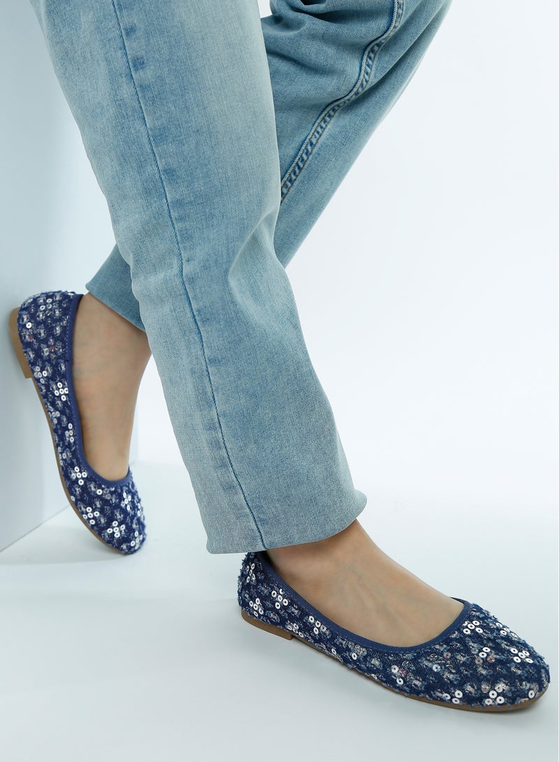 London Rag Sequin Ballet Flats in Blue - Image 2