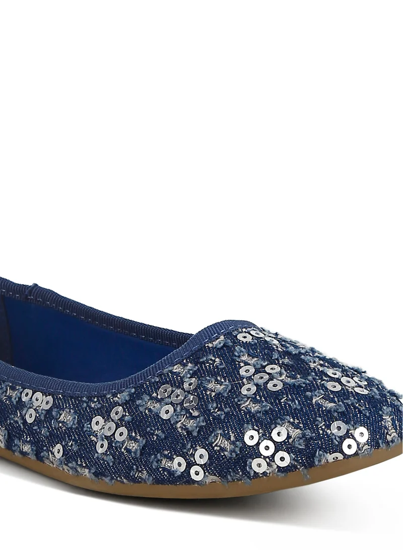 London Rag Sequin Ballet Flats in Blue