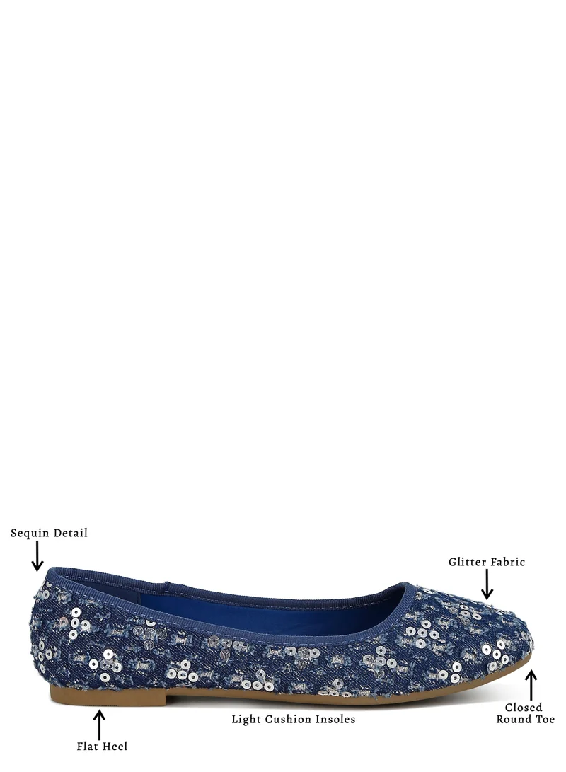 London Rag Sequin Ballet Flats in Blue