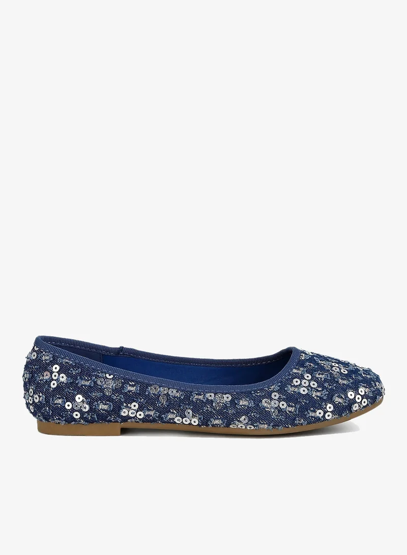 Sequin Ballet Flats in Blue