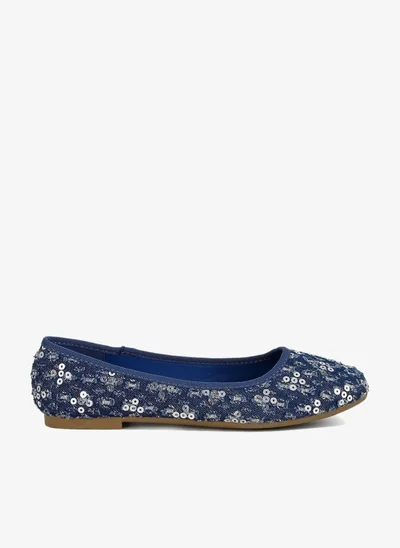 London Rag Sequin Ballet Flats in Blue
