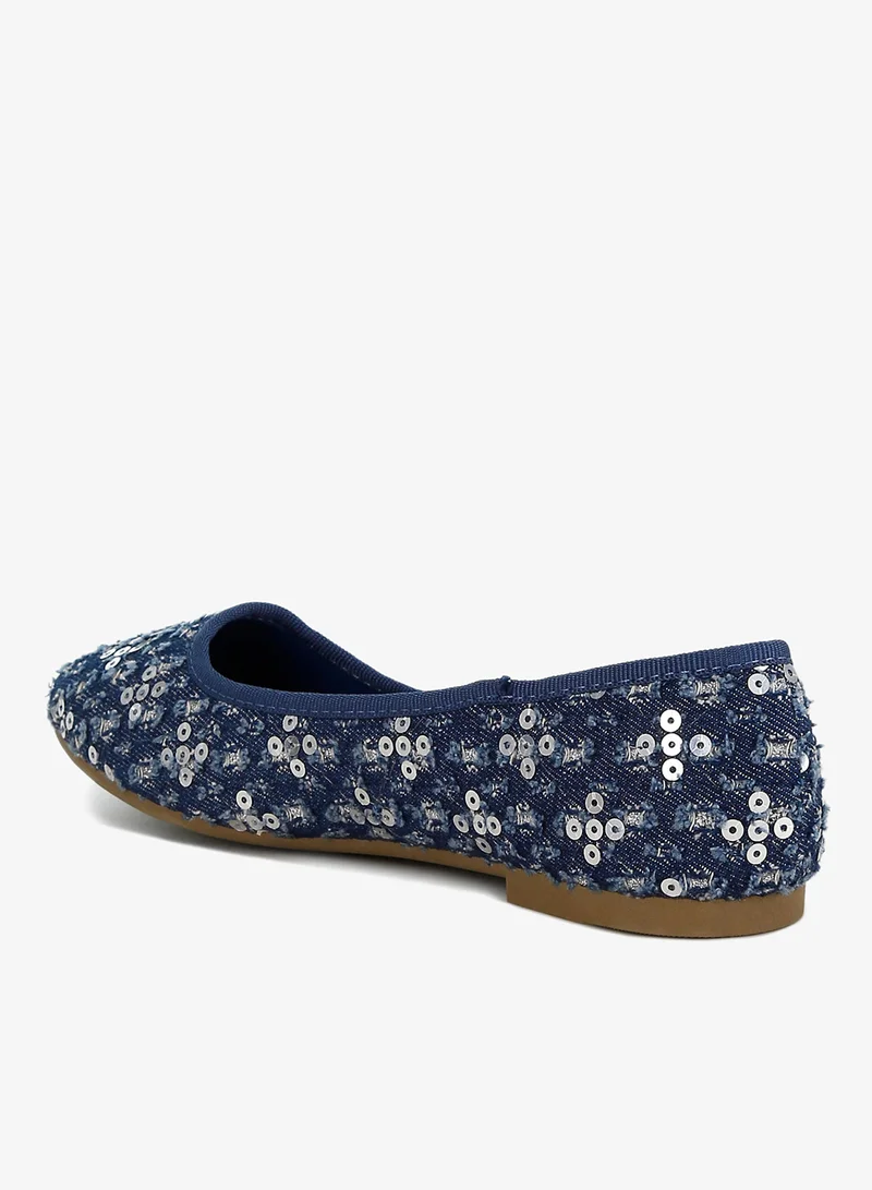 London Rag Sequin Ballet Flats in Blue