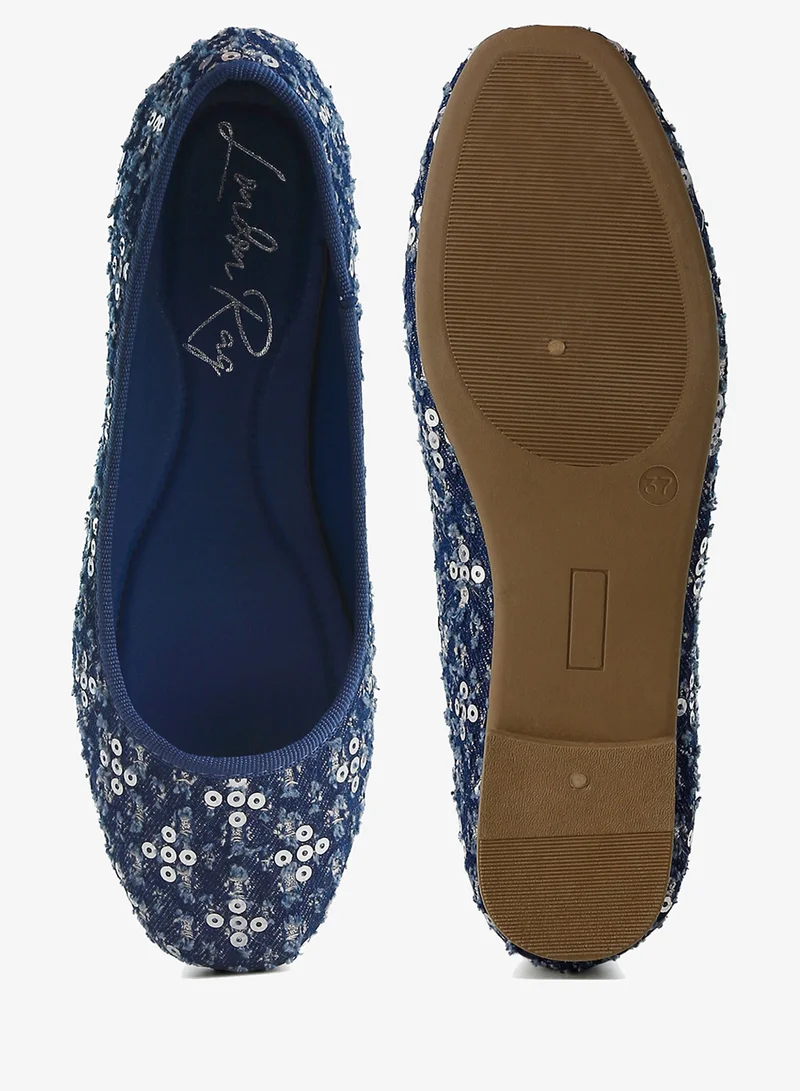 London Rag Sequin Ballet Flats in Blue