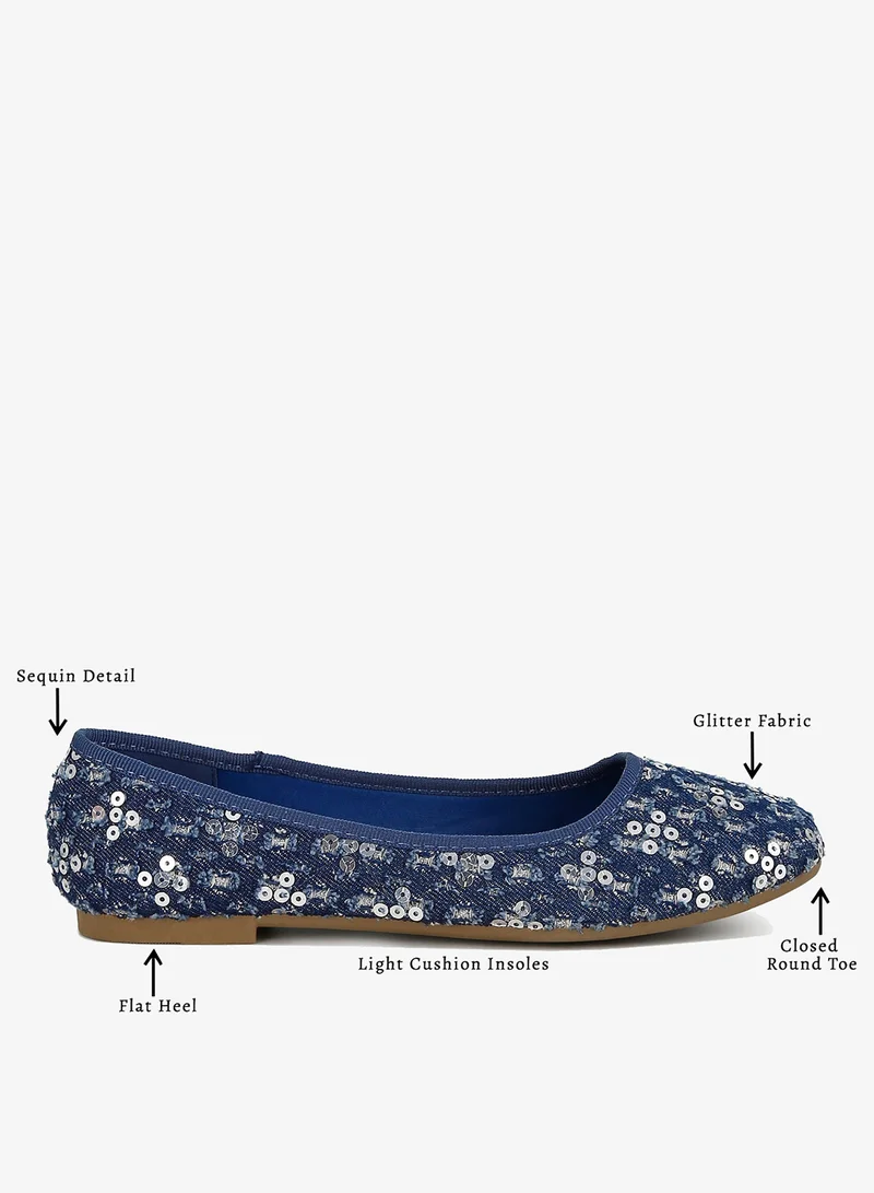 London Rag Sequin Ballet Flats in Blue