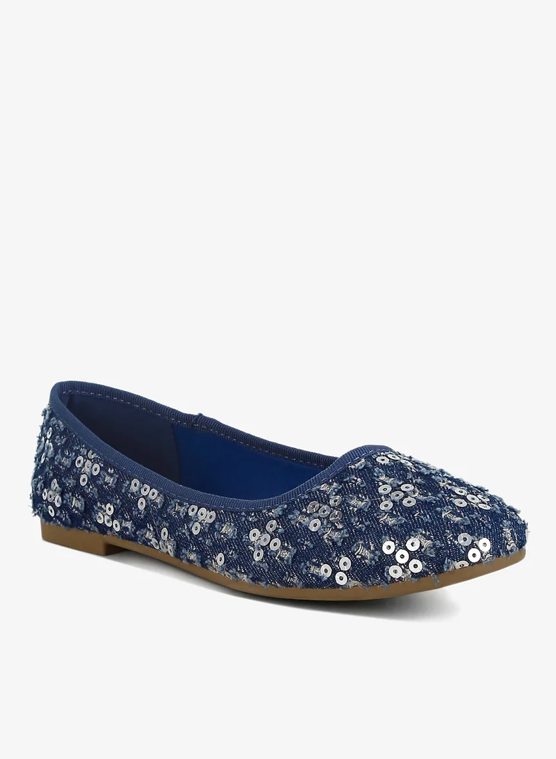 London Rag Sequin Ballet Flats in Blue