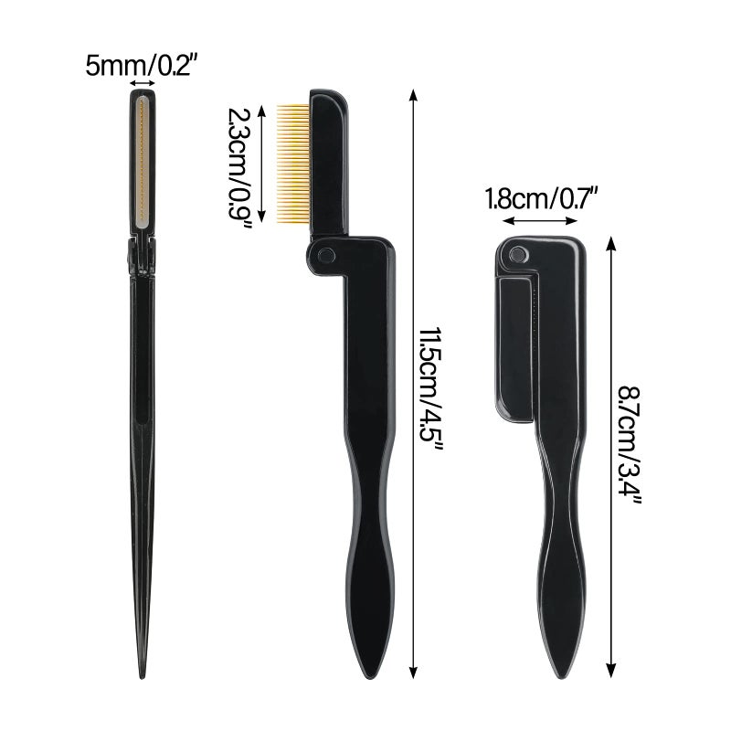 G2PLUS 2PCS Folding Eyelash Comb, Eyelash Separator Tool, Black Eyebrow Comb Metal Teeth, Eyelash Brush Tool for Lash & Brow - Image 2