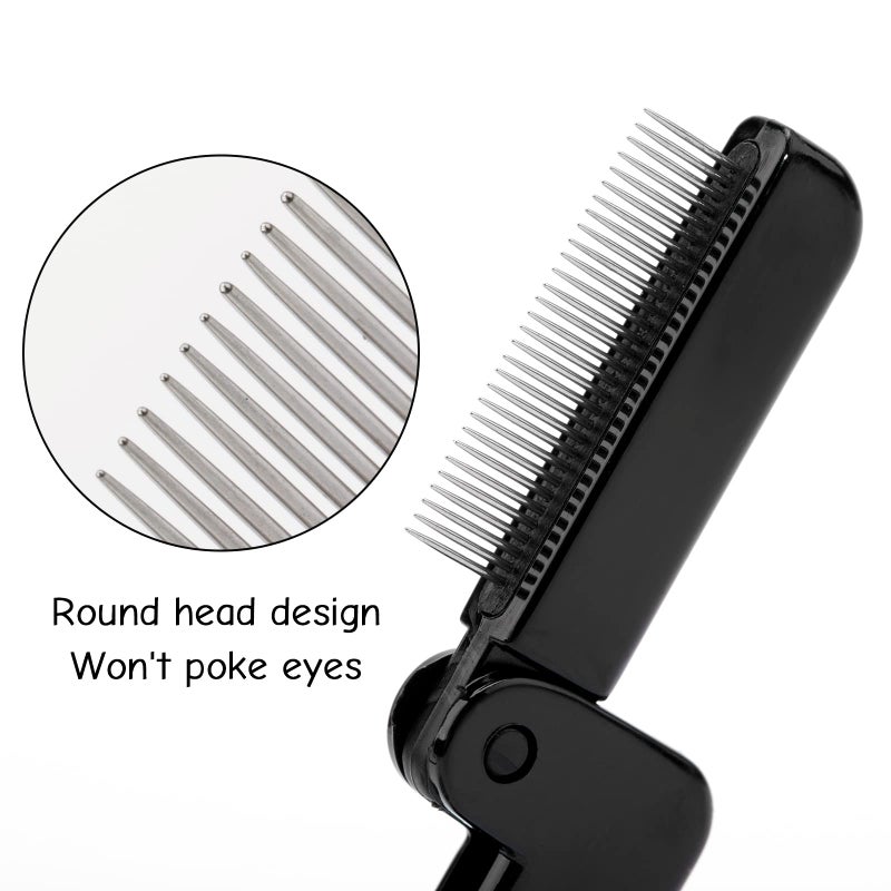 G2PLUS 2PCS Folding Eyelash Comb, Eyelash Separator Tool, Black Eyebrow Comb Metal Teeth, Eyelash Brush Tool for Lash & Brow - Image 5