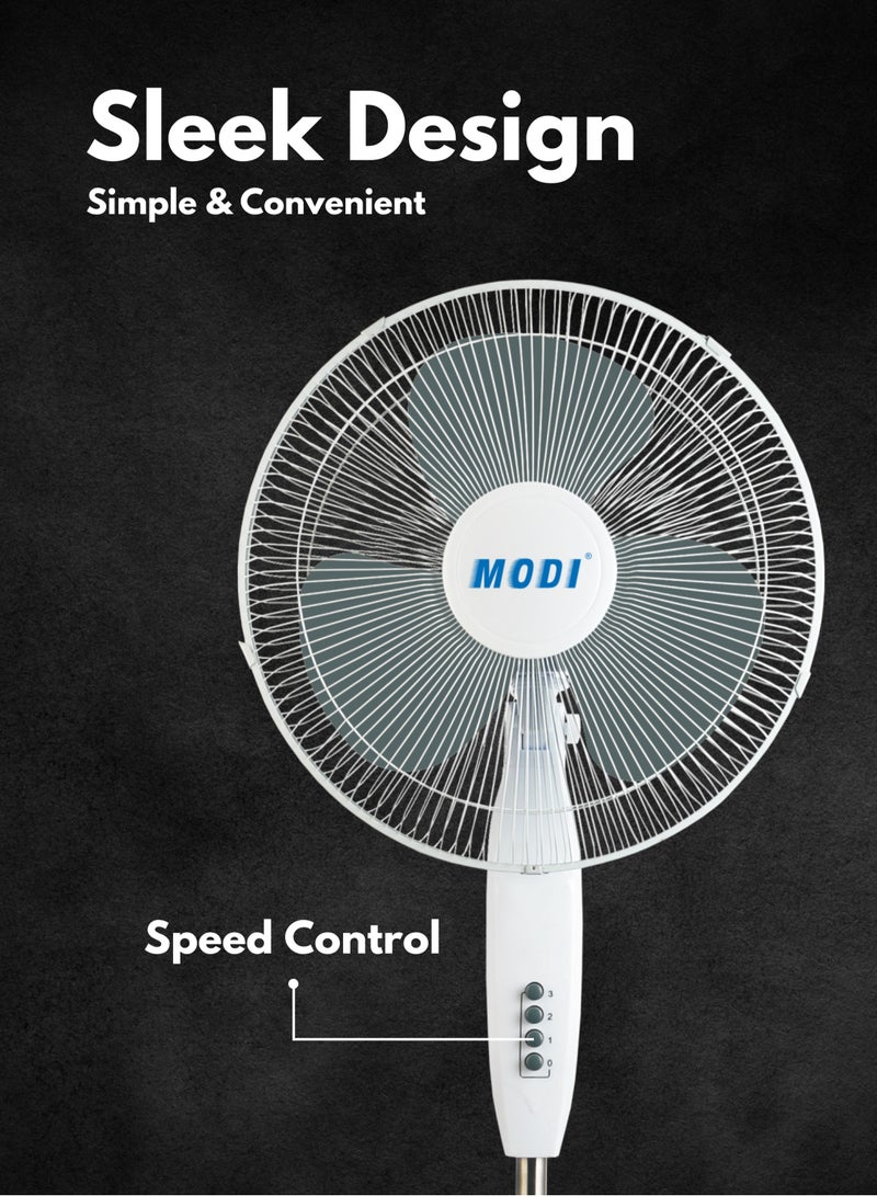 MODI Pedestal Stand Fan with 3 Wind Speeds Height Adjustable for Home and Office  - Image 4
