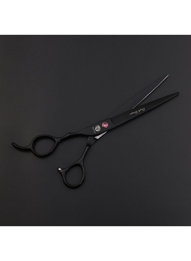 Purple Dragon 7.0" Left Handed Dog Grooming Hair Cutting Scissor &Curved &Thinning Shear with Bag - for Mancinism Pet Groomer or Family DIY (Black) - Image 3