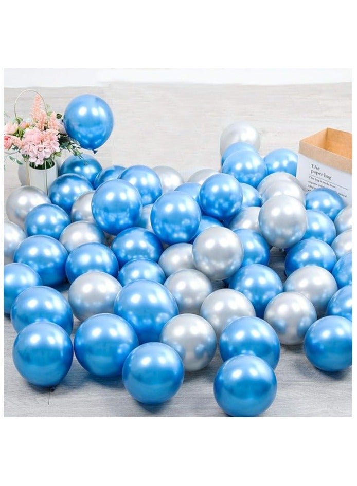 Boxwoods 60 PCS Of Chrome Metallic Blue And Silver Helium Quality Balloons For Birthday And Baby Shower Party Decoration - Image 3