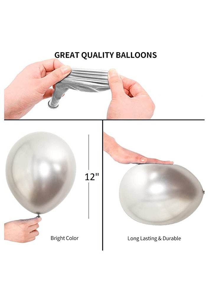 Boxwoods 60 PCS Of Chrome Metallic Blue And Silver Helium Quality Balloons For Birthday And Baby Shower Party Decoration - Image 4