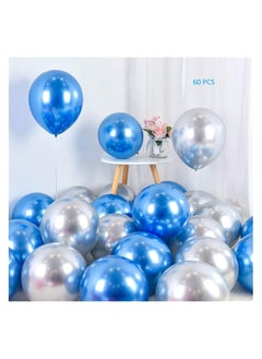 Boxwoods 60 PCS Of Chrome Metallic Blue And Silver Helium Quality Balloons For Birthday And Baby Shower Party Decoration  - Image 1