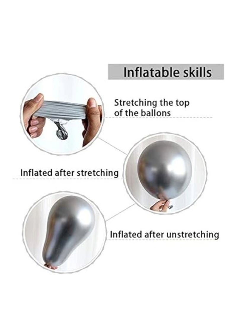 Boxwoods 60 PCS Of Chrome Metallic Blue And Silver Helium Quality Balloons For Birthday And Baby Shower Party Decoration  - Image 4