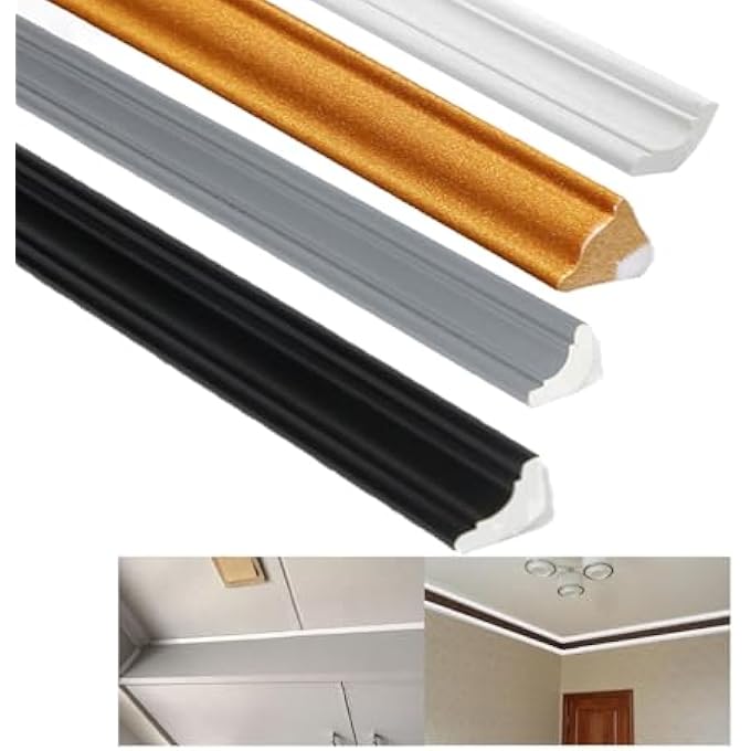 FLEXIBLE DECORATIVE STRIPS, SELF-ADHESIVE WALL STRIPS, SELF-ADHESIVE STUCCO STRIPS, SELF-ADHESIVE QUARTER BAR, FOR WALL EDGES, TILE EDGES, FLOOR, WINDOW, WALL BORDER, CABINET (S-BLACK) - Image 1