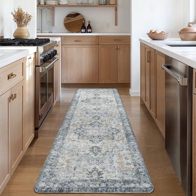 GENIMO Kitchen Mats for Floor, Washable Anti Fatigue Mat for Cushioned,17.3"x59", Waterproof Kitchen Rugs, Non Slip Foam Comfort Standing Mat Rug for Home, Runner, Sink, Office, Laundry, Light Blue - Image 3