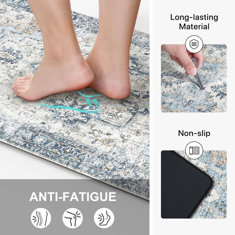 GENIMO Kitchen Mats for Floor, Washable Anti Fatigue Mat for Cushioned,17.3"x59", Waterproof Kitchen Rugs, Non Slip Foam Comfort Standing Mat Rug for Home, Runner, Sink, Office, Laundry, Light Blue - Image 4