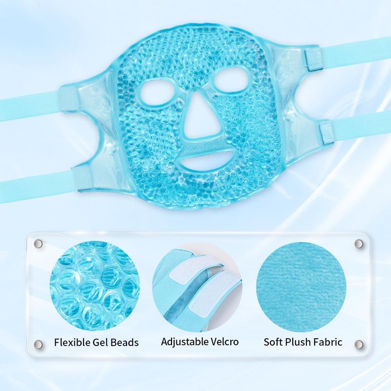 CONBELLA Cold Face Eye Masks Ice Face Mask Hot Cold Compress For Dark Circles, Puffiness, Migraines, Headache, Stress, Redness, Cooling Face Masks For Women Man, Skin Care - Image 3