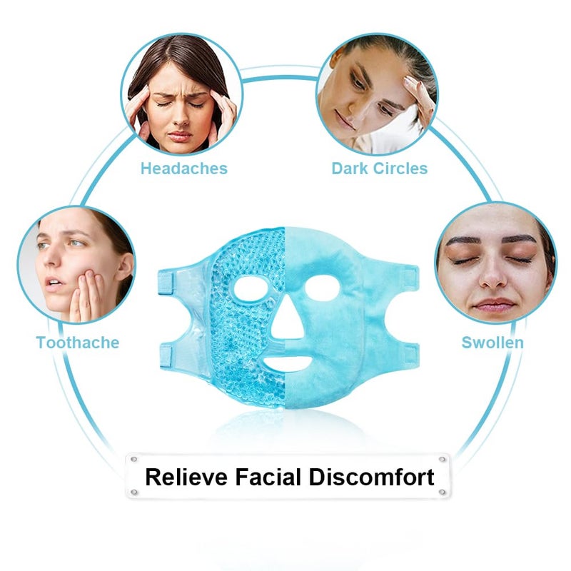 CONBELLA Cold Face Eye Masks Ice Face Mask Hot Cold Compress For Dark Circles, Puffiness, Migraines, Headache, Stress, Redness, Cooling Face Masks For Women Man, Skin Care - Image 2