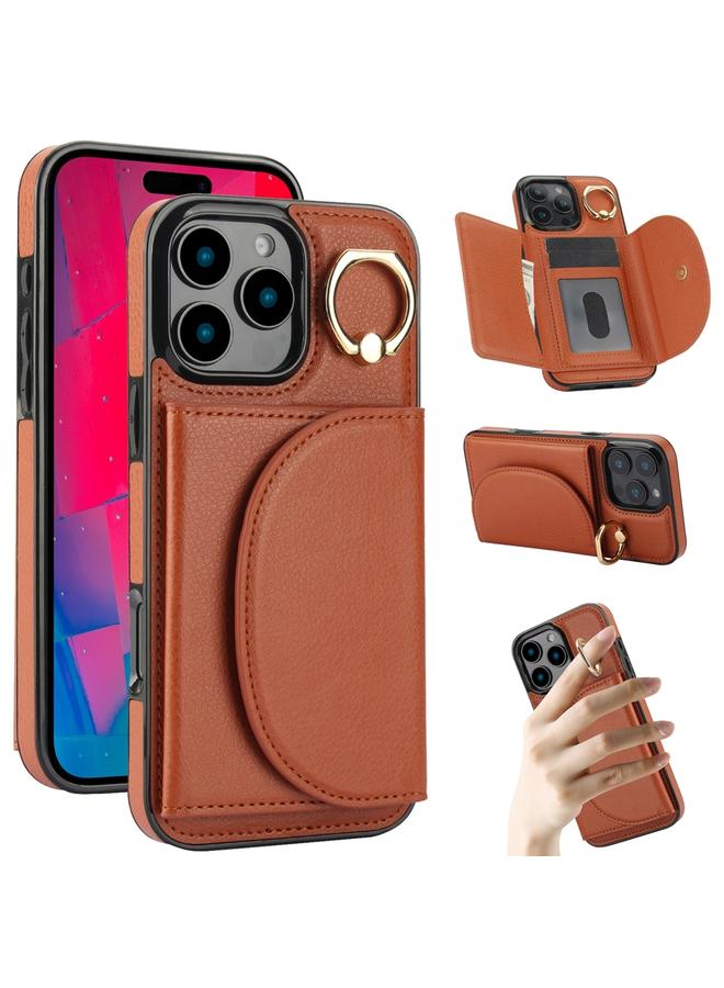 S-TOP Case For iPhone 16 Pro Max YM007 Ring Holder Card Bag Skin Feel Phone Case - Image 1
