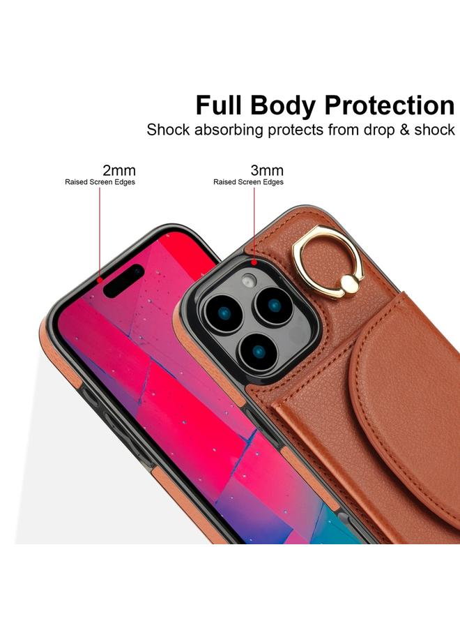 S-TOP Case For iPhone 16 Pro Max YM007 Ring Holder Card Bag Skin Feel Phone Case - Image 3
