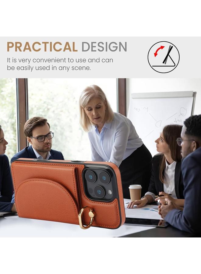 S-TOP Case For iPhone 16 Pro Max YM007 Ring Holder Card Bag Skin Feel Phone Case - Image 5