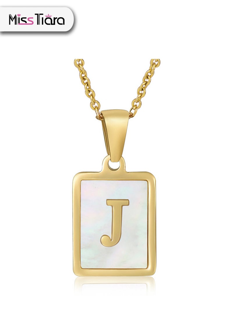 MissTiara - Capital Letter A-Z Initial Chain Necklace For Girls Women Stainless Steel Square Charm A-Z Alphabet Pendant Necklace Good idea for birthday gifts graduation commemorations or classmate gifts - Image 1