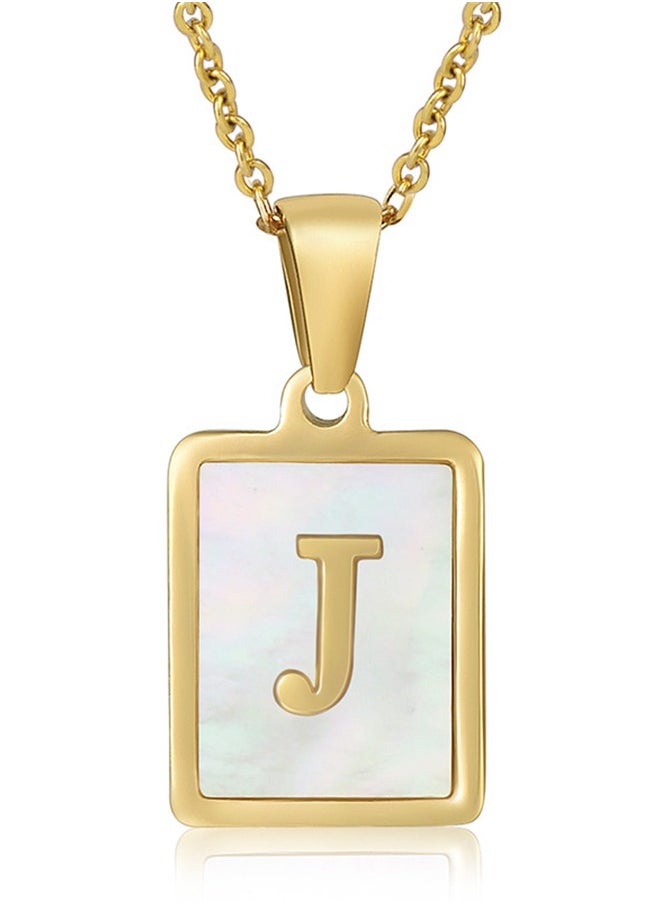 MissTiara - Capital Letter A-Z Initial Chain Necklace For Girls Women Stainless Steel Square Charm A-Z Alphabet Pendant Necklace Good idea for birthday gifts graduation commemorations or classmate gifts - Image 1
