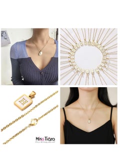 MissTiara Capital Letter A-Z Initial Chain Necklace For Girls Women Stainless Steel Square Charm A-Z Alphabet Pendant Necklace Good idea for birthday gifts graduation commemorations or classmate gifts  - Image 3